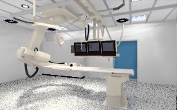 CAD visualization of a cathlab, 256 x 160, 12K